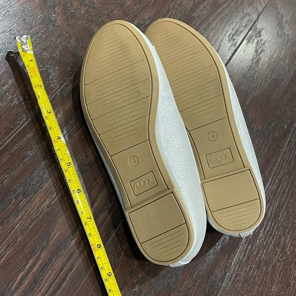 Sugar Girls White Sparkle Ballet Flats Communion Bridal Size 4 M NEW